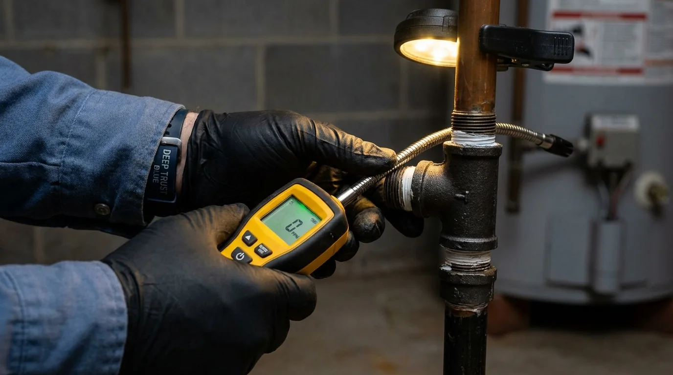 Gas leak detection with electronic sniffer by Johns Plumbing LLC in Avalon