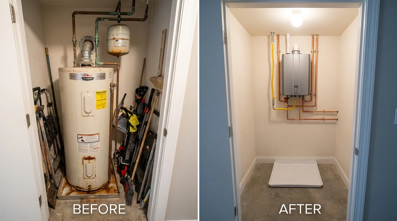Tank water heater versus wall-mounted tankless unit comparison for Avalon, CA homeowners